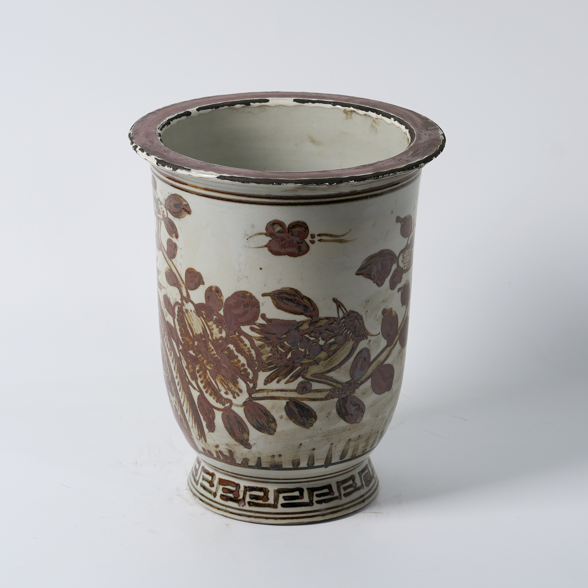 Red antique hand-painted ceramic flowerpot 46
