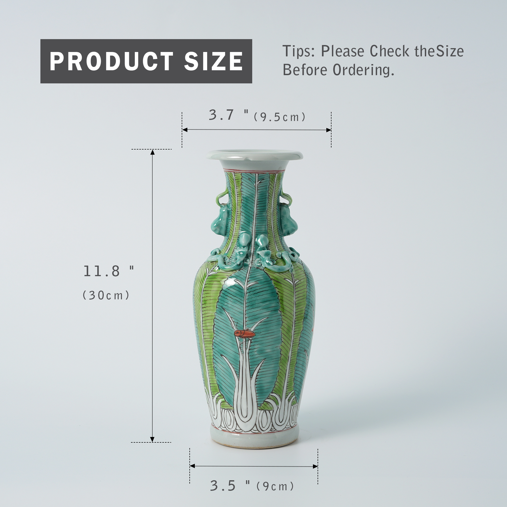 Hand-painted Cabbage Leaf Tall Neck Vase
