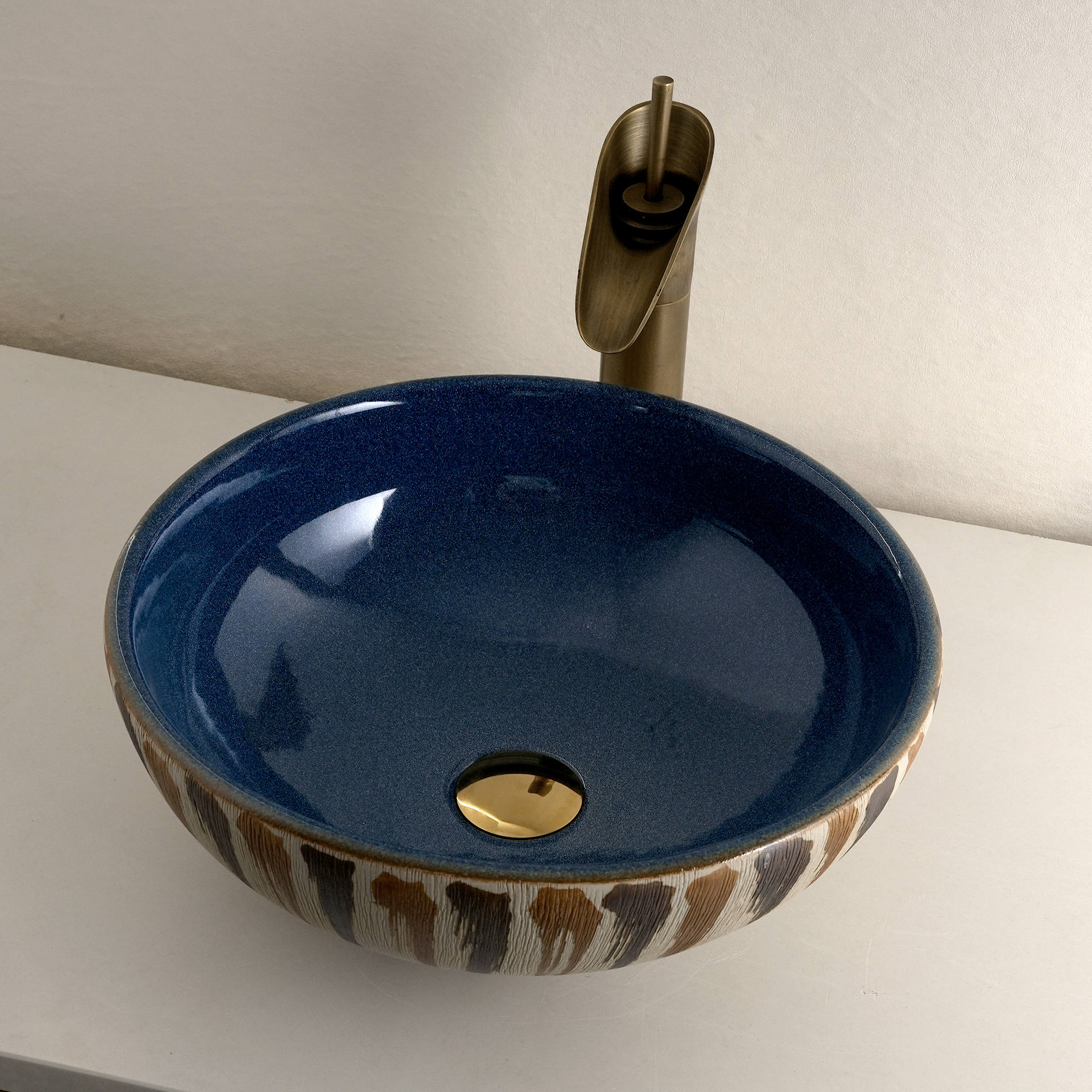 Blue graffiti-style washbasin