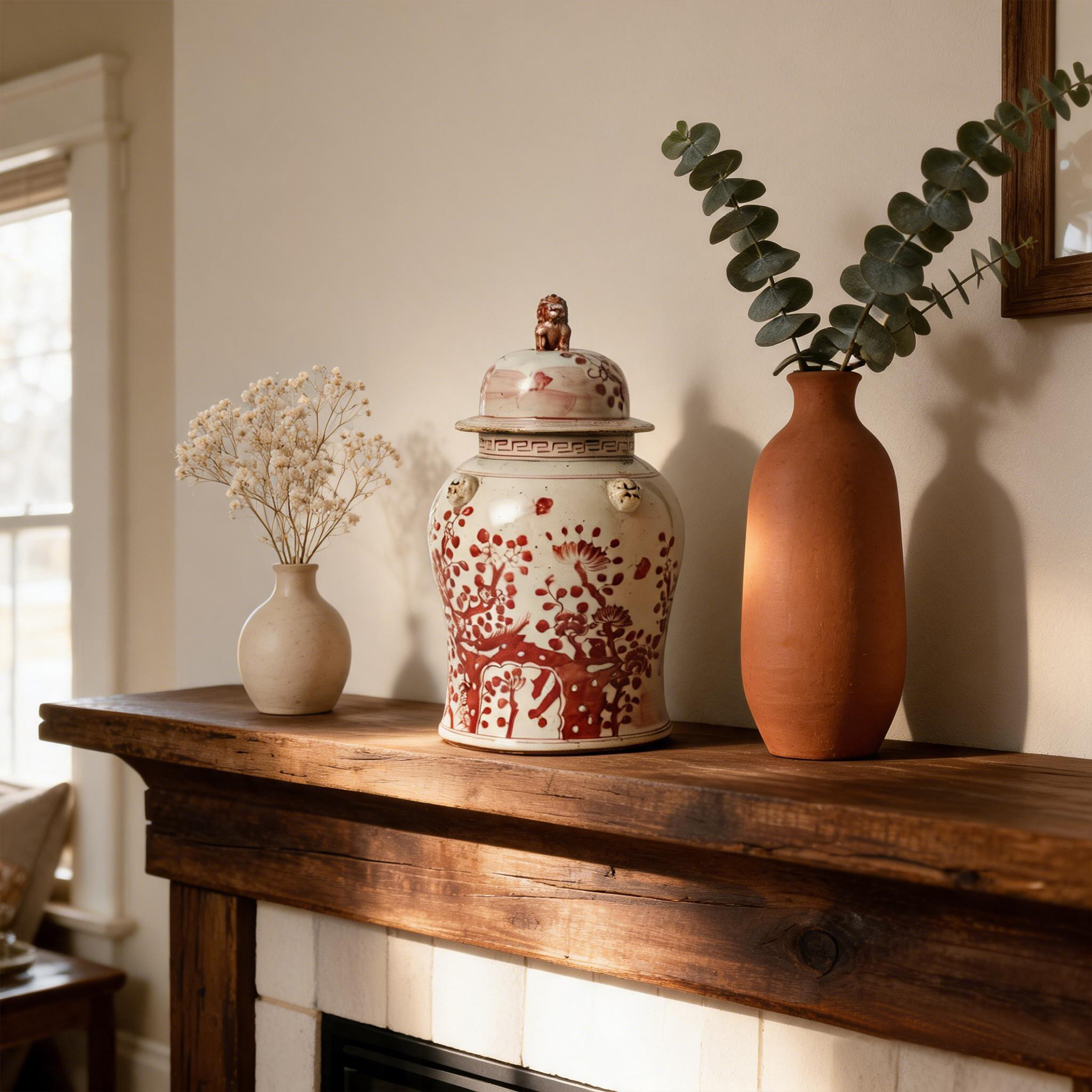 Red Lion Head Antique Hand-Painted Ceramic Flower Pot 63