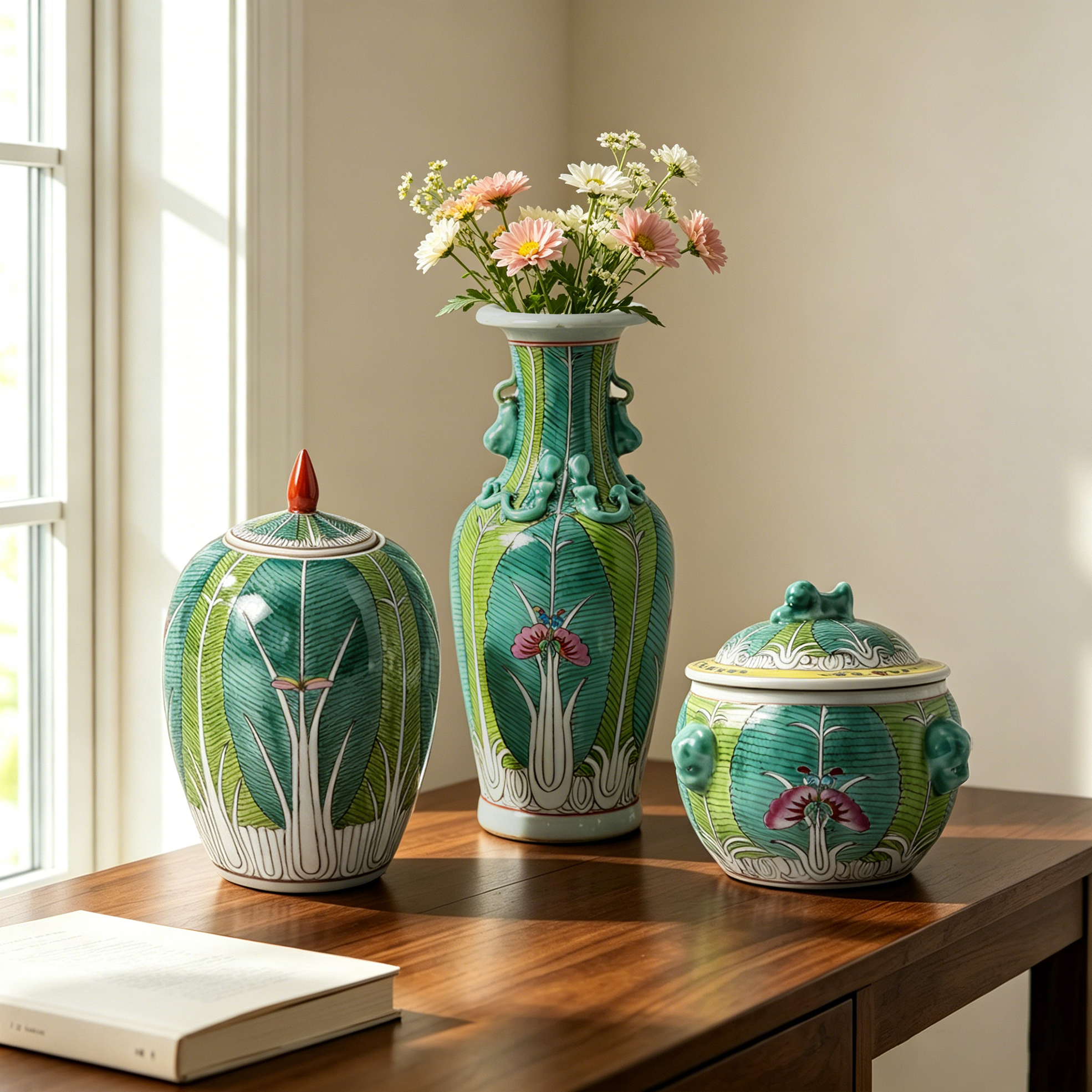 Hand-painted Butterfly Cabbage Melon Jar