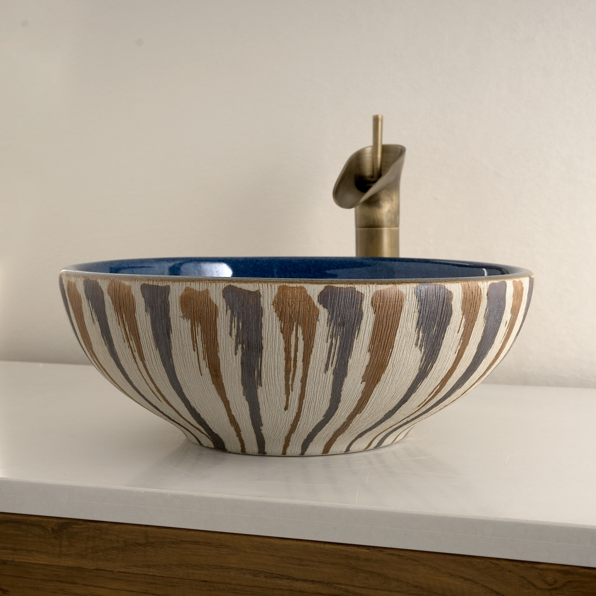 Blue graffiti-style washbasin