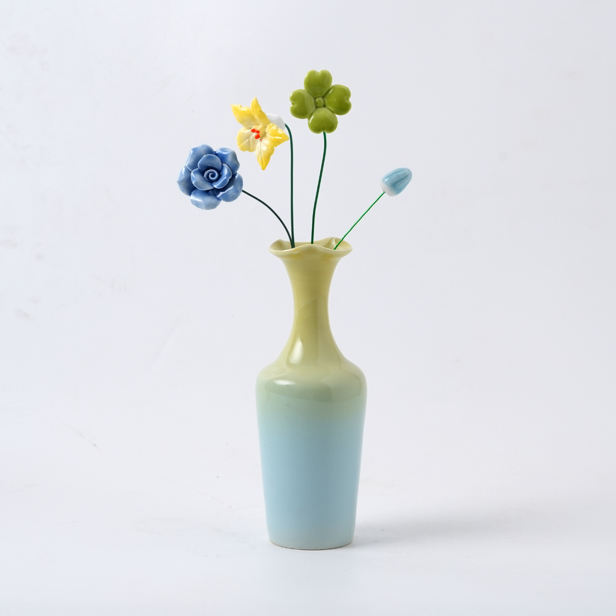 4 PCS Jingdezhen Handmade Ceramic Flower Vase Set - Pastel Gradient Glaze