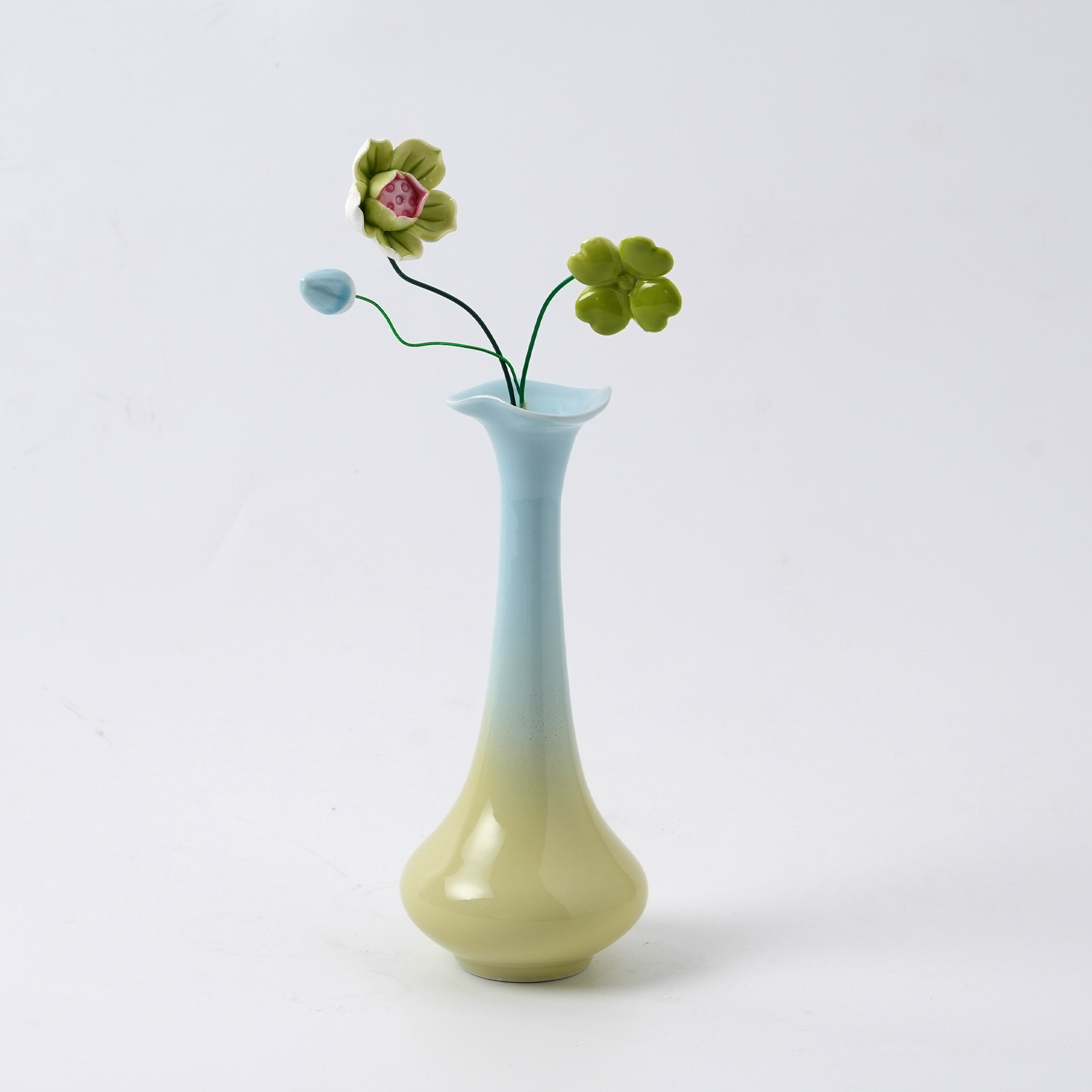 4 PCS Jingdezhen Handmade Ceramic Flower Vase Set - Pastel Gradient Glaze