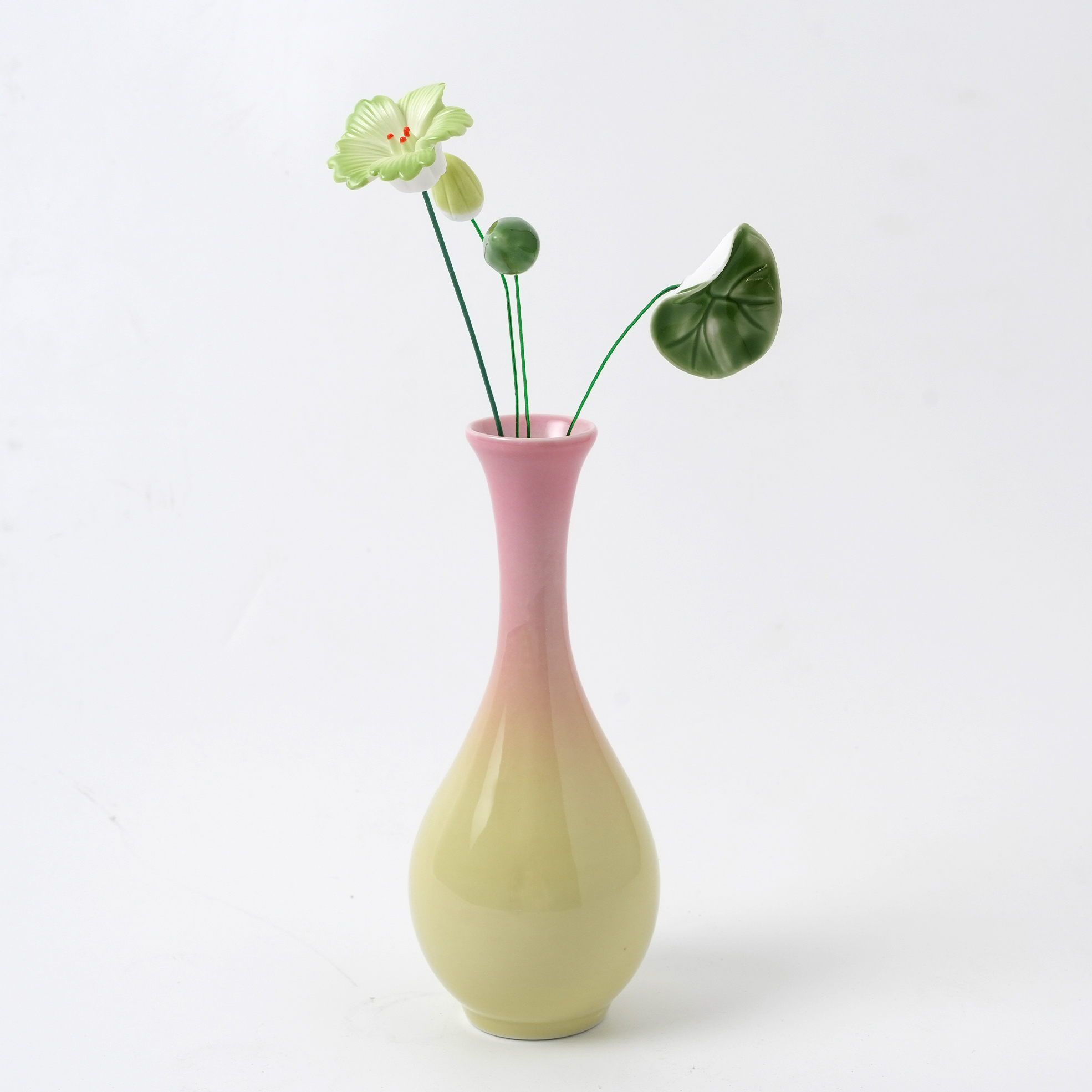 4 PCS Jingdezhen Handmade Ceramic Flower Vase Set - Pastel Gradient Glaze