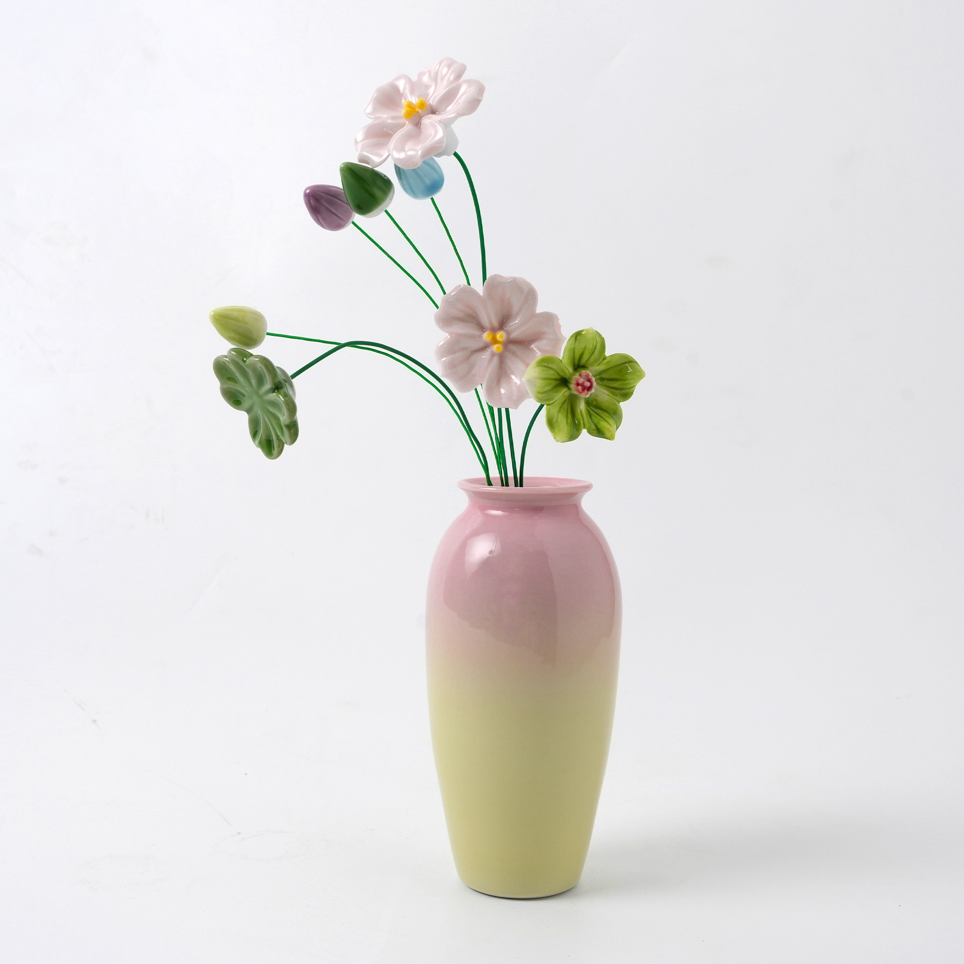 4 PCS Jingdezhen Handmade Ceramic Flower Vase Set - Pastel Gradient Glaze