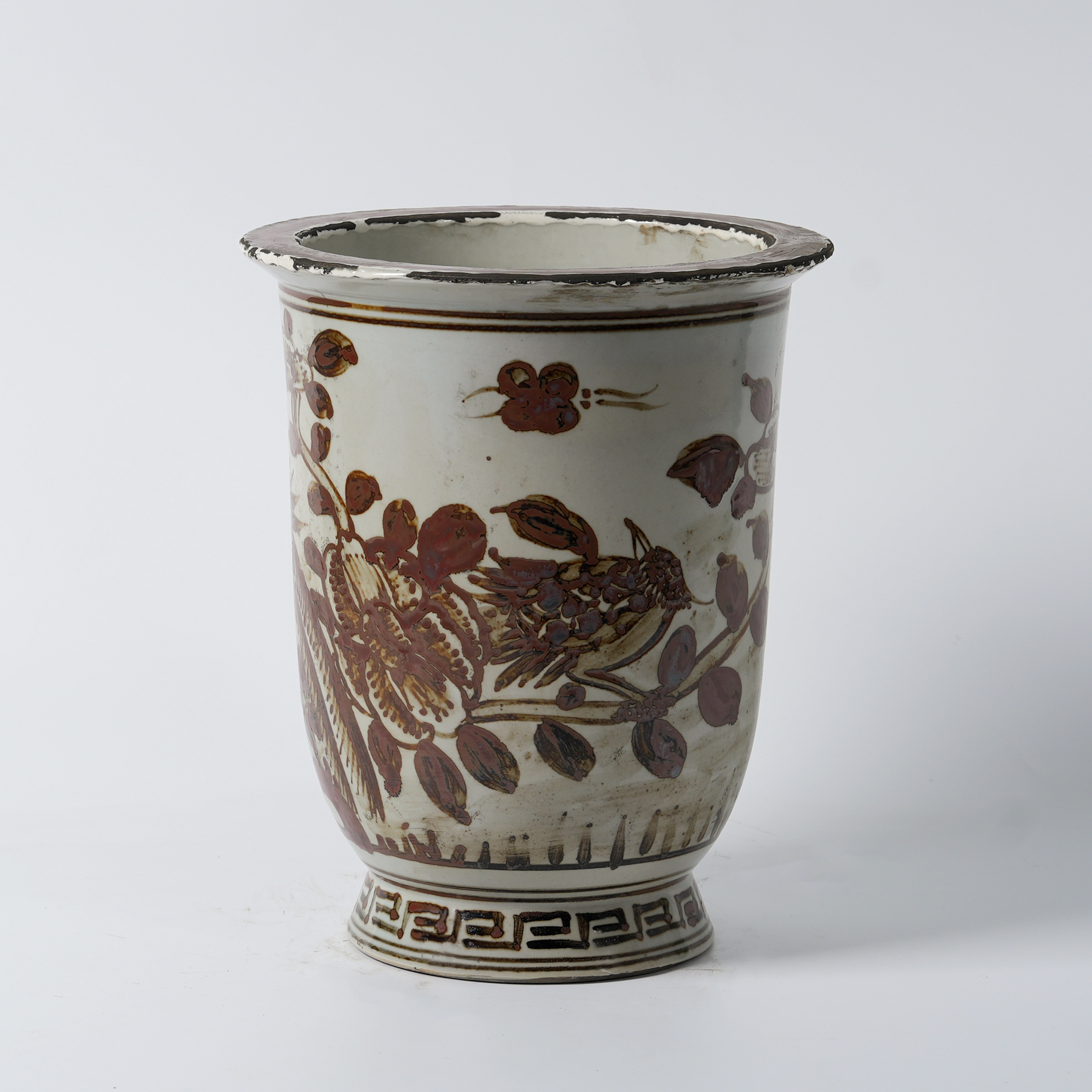 Red antique hand-painted ceramic flowerpot 46
