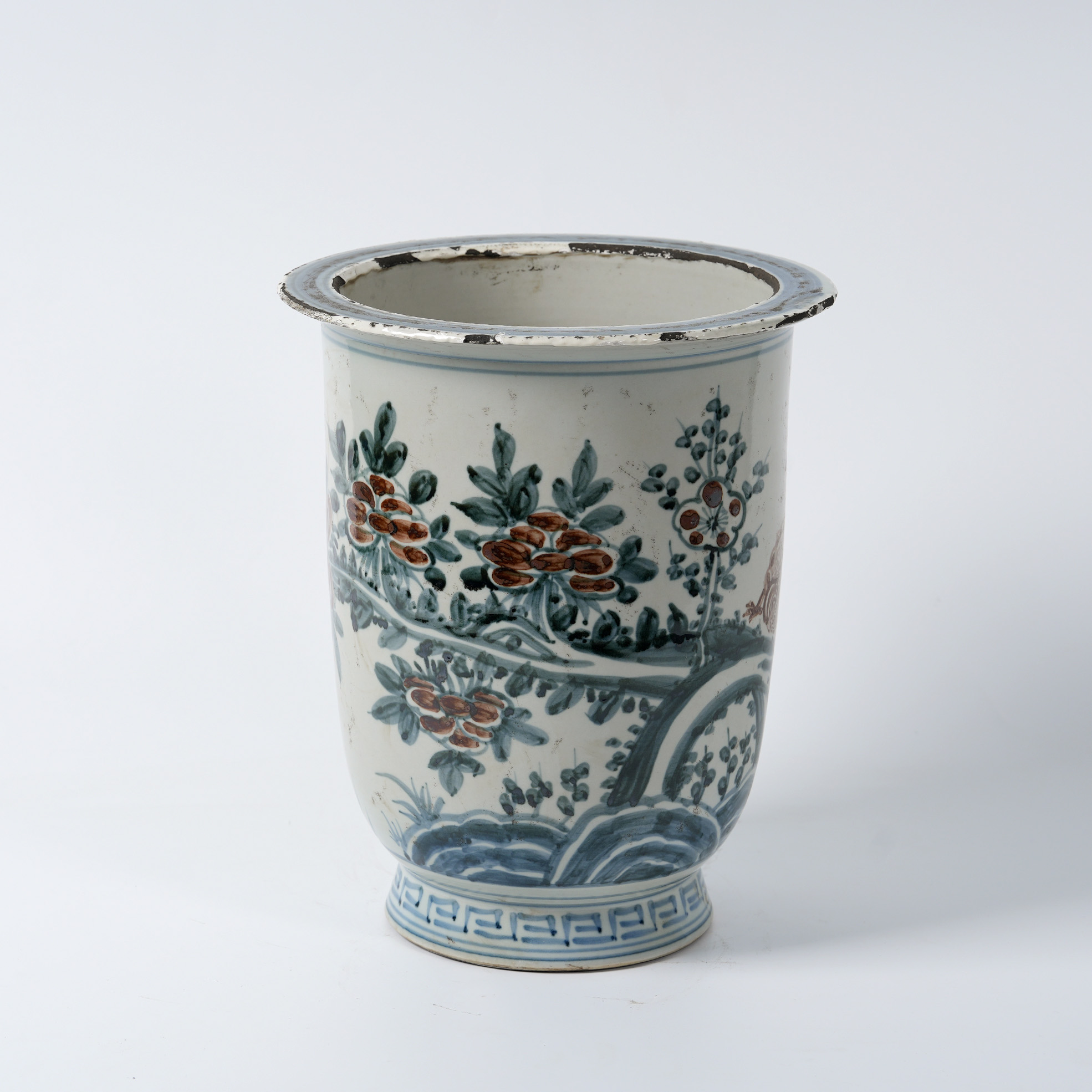 Antique blue and white porcelain hand-painted ceramic flower pot 44