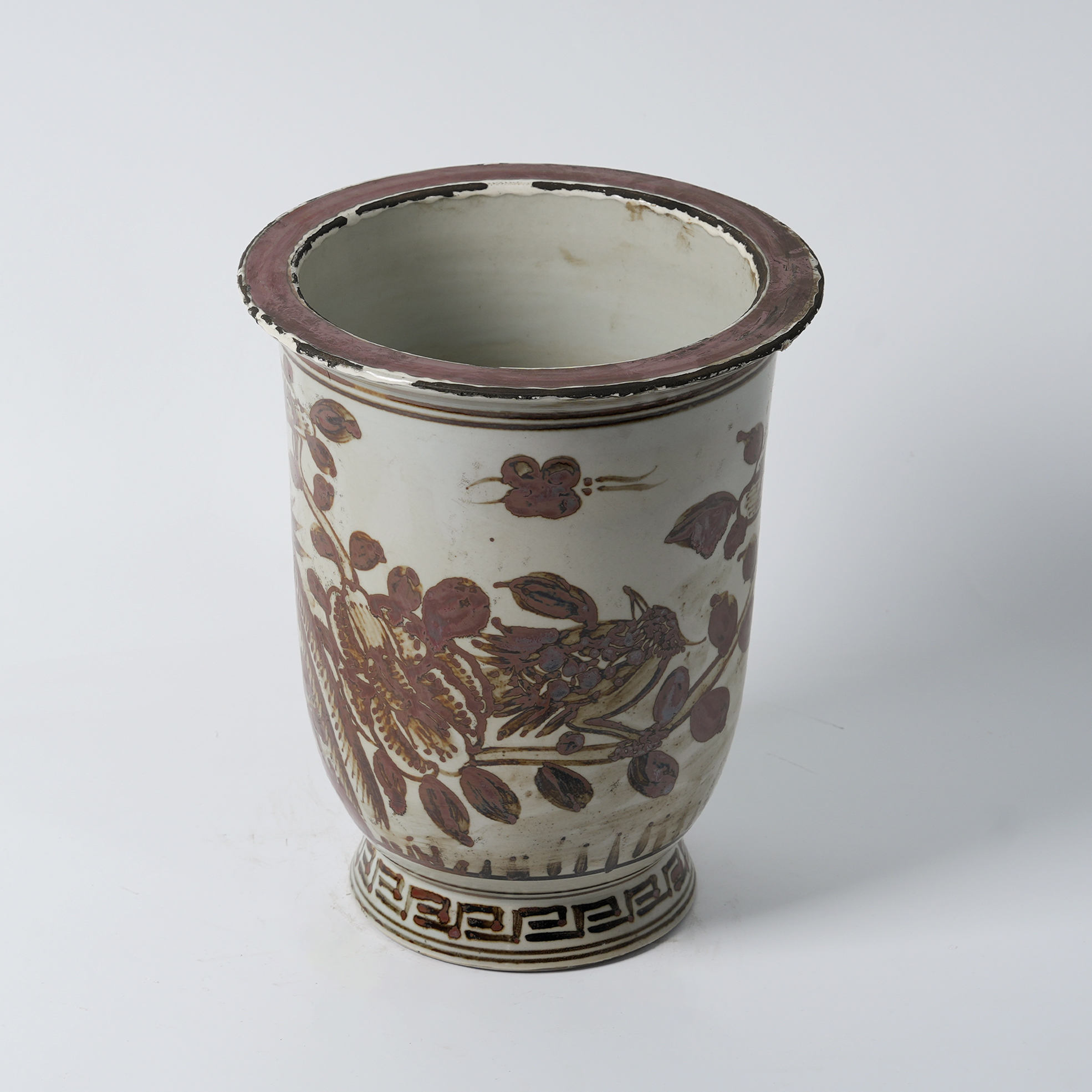 Red antique hand-painted ceramic flowerpot 46