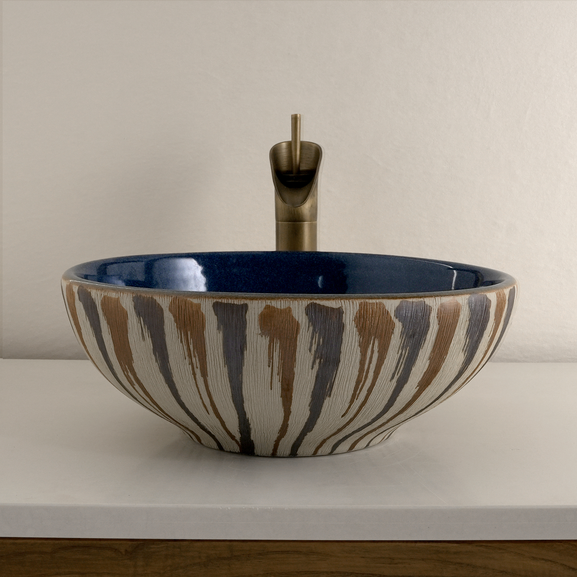 Blue graffiti-style washbasin