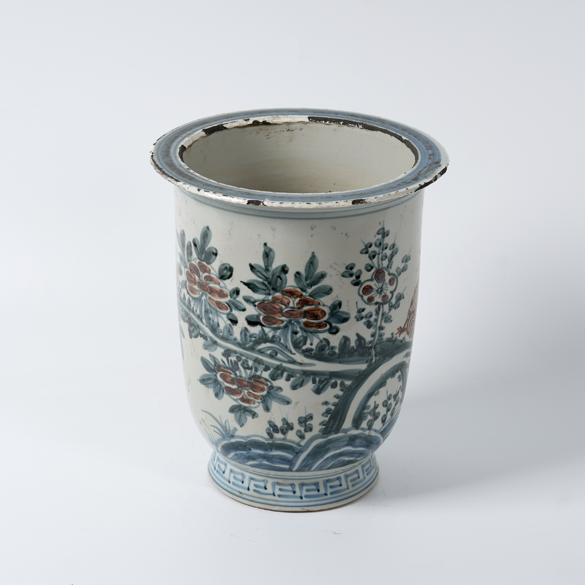 Antique blue and white porcelain hand-painted ceramic flower pot 44
