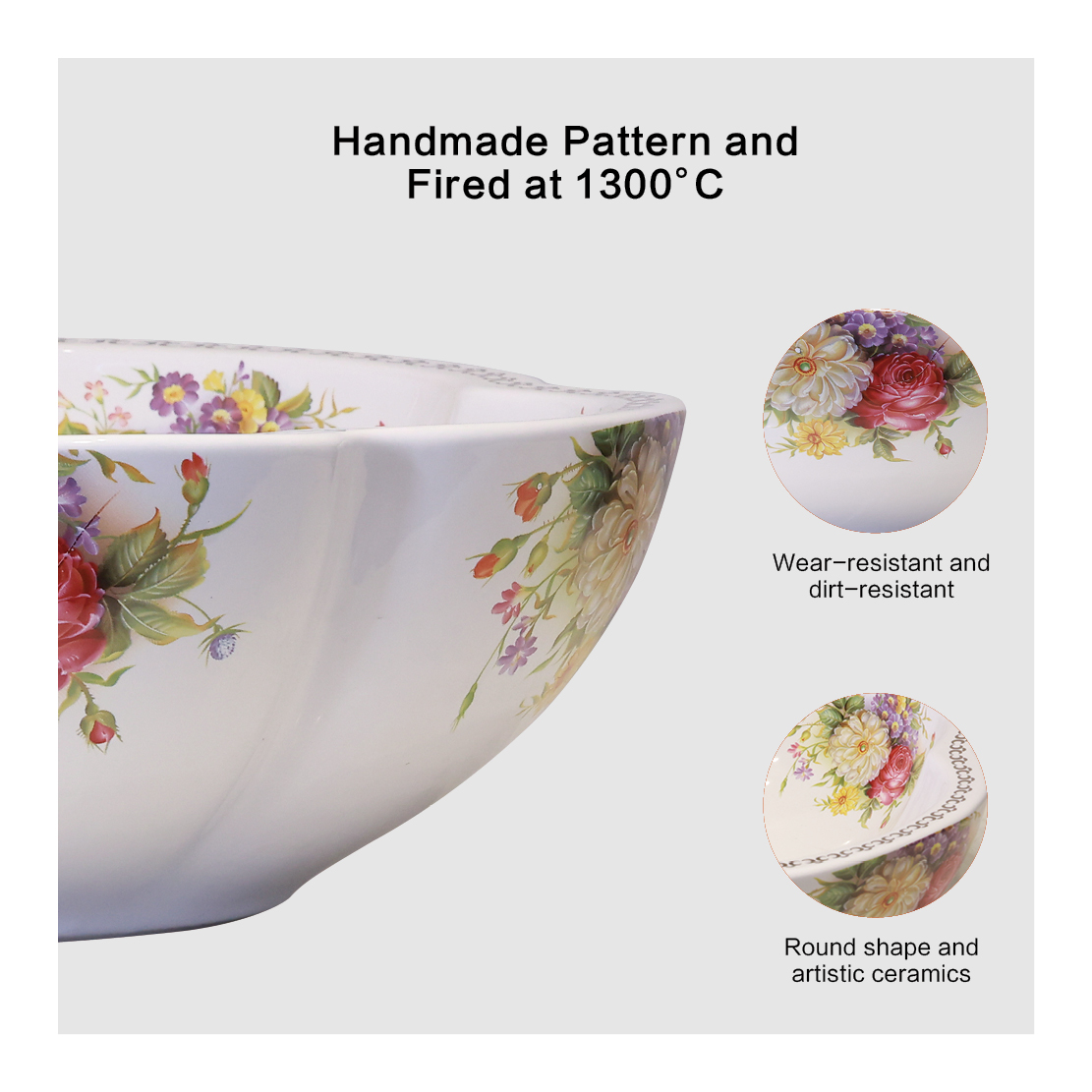 "Twin Blossoms in Bloom" Ceramic Washbasin