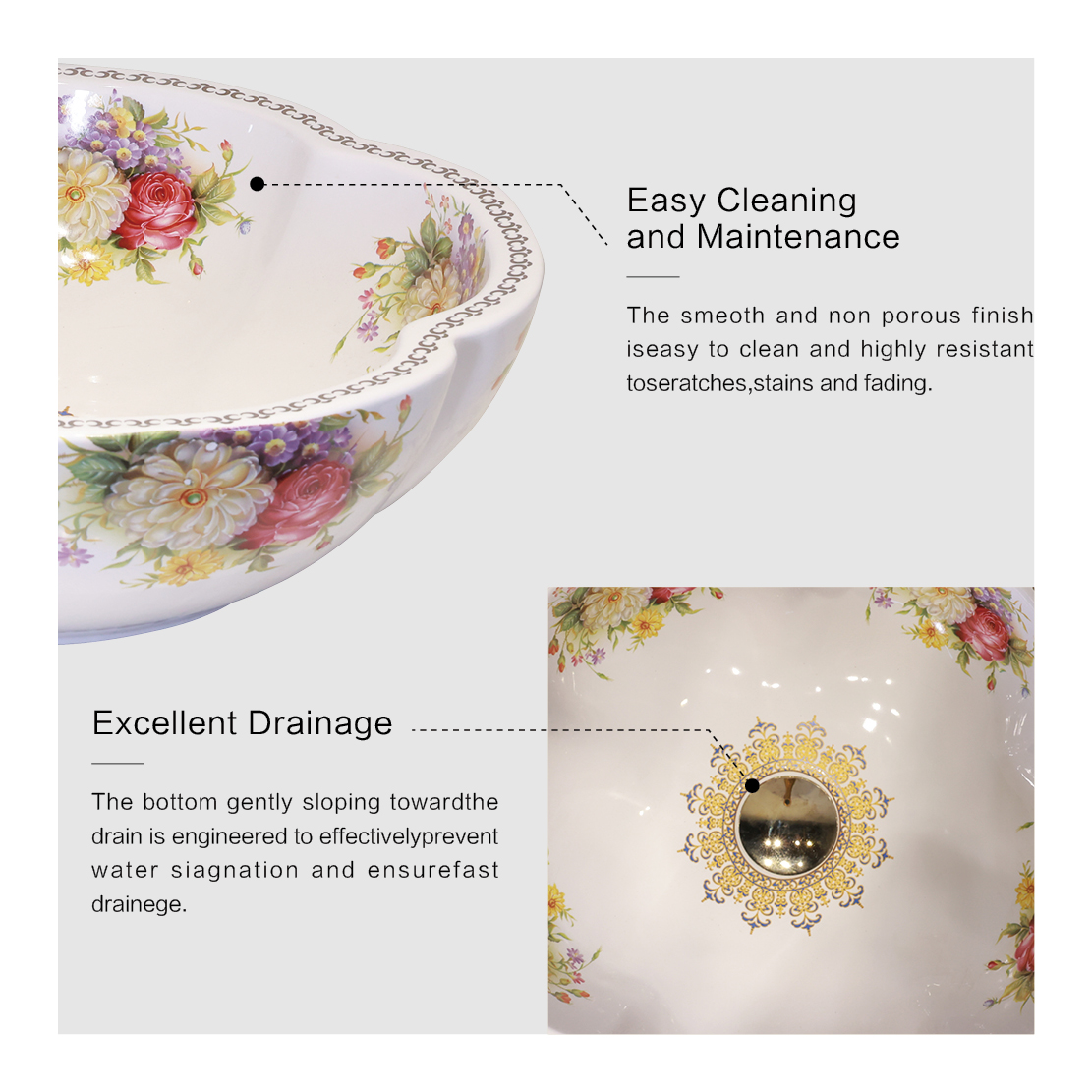 "Twin Blossoms in Bloom" Ceramic Washbasin