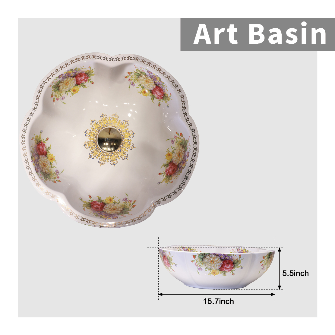 "Twin Blossoms in Bloom" Ceramic Washbasin