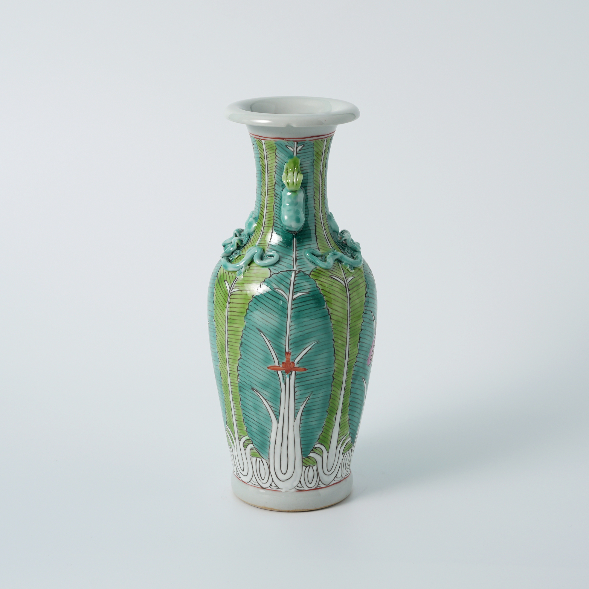 Hand-painted Cabbage Leaf Tall Neck Vase