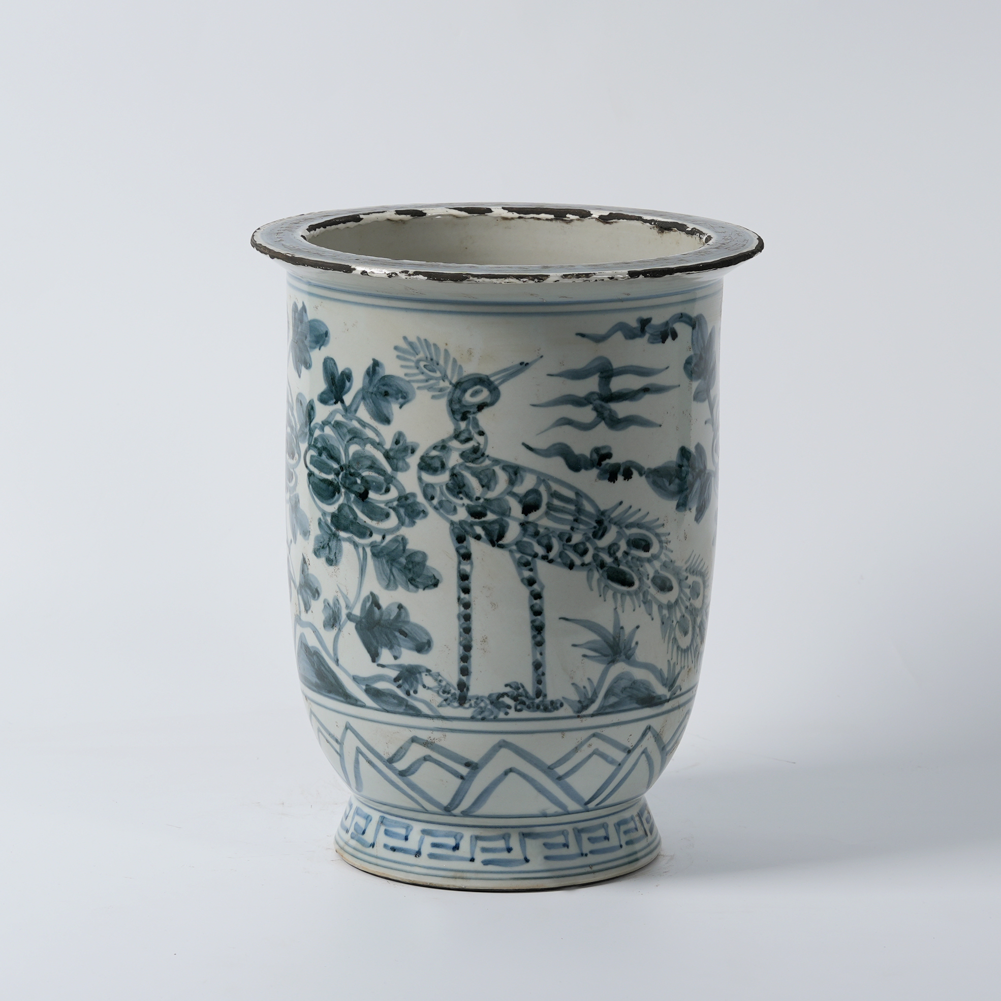 Antique blue and white porcelain hand-painted ceramic flower pot 43