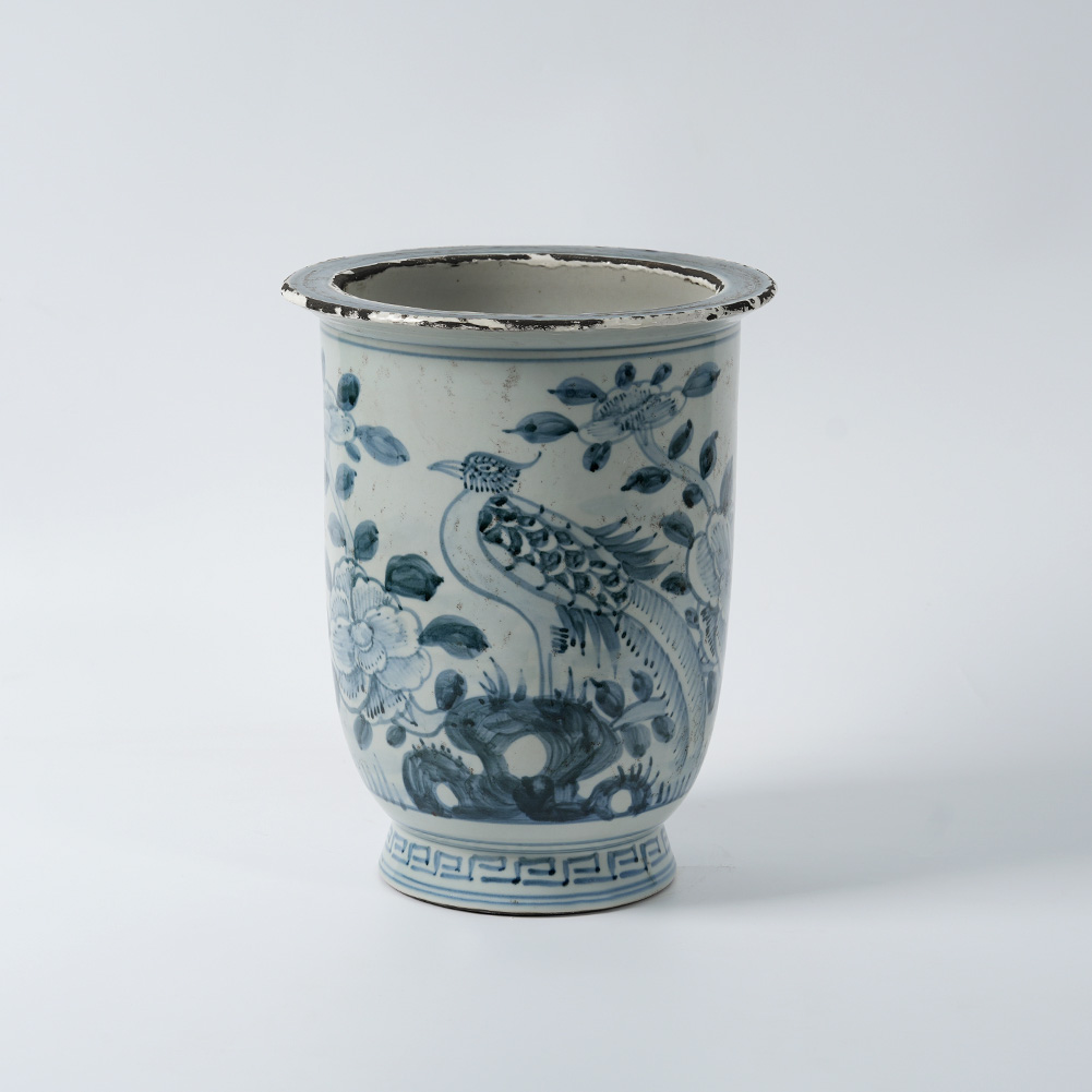 Antique blue and white porcelain hand-painted ceramic flower pot 45