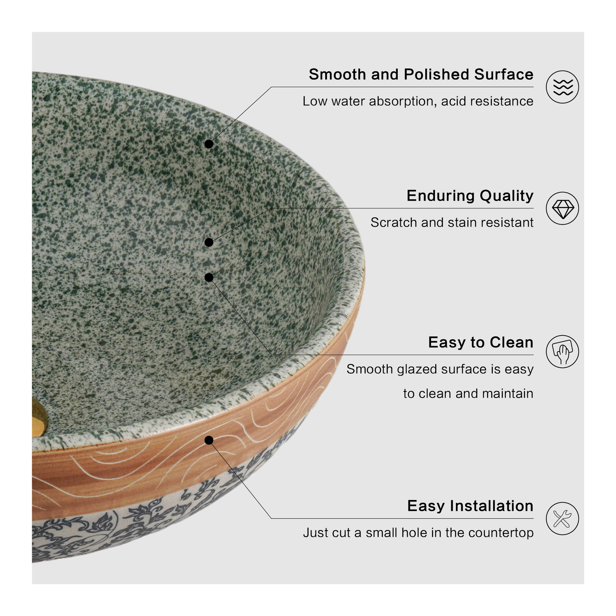 Green hand-painted washbasin