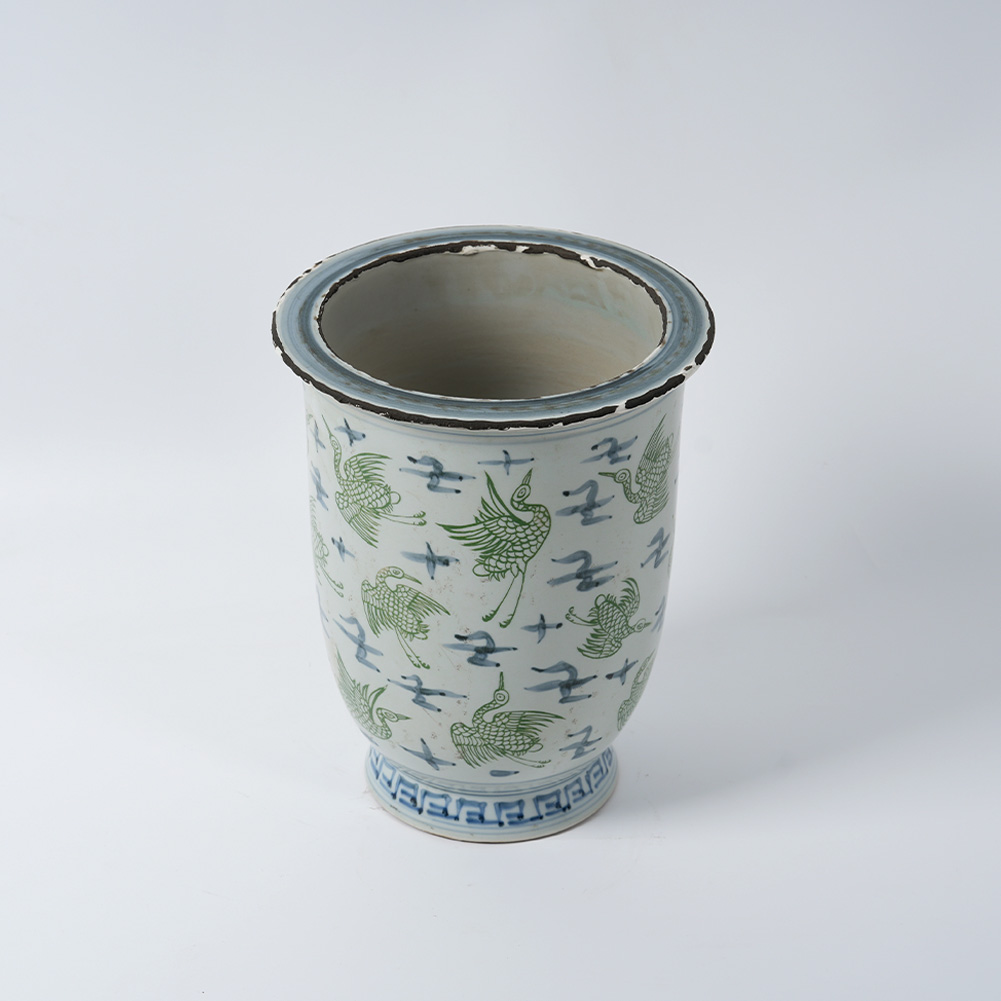 Green Crane Antique Hand-Painted Ceramic Flower Pot 41