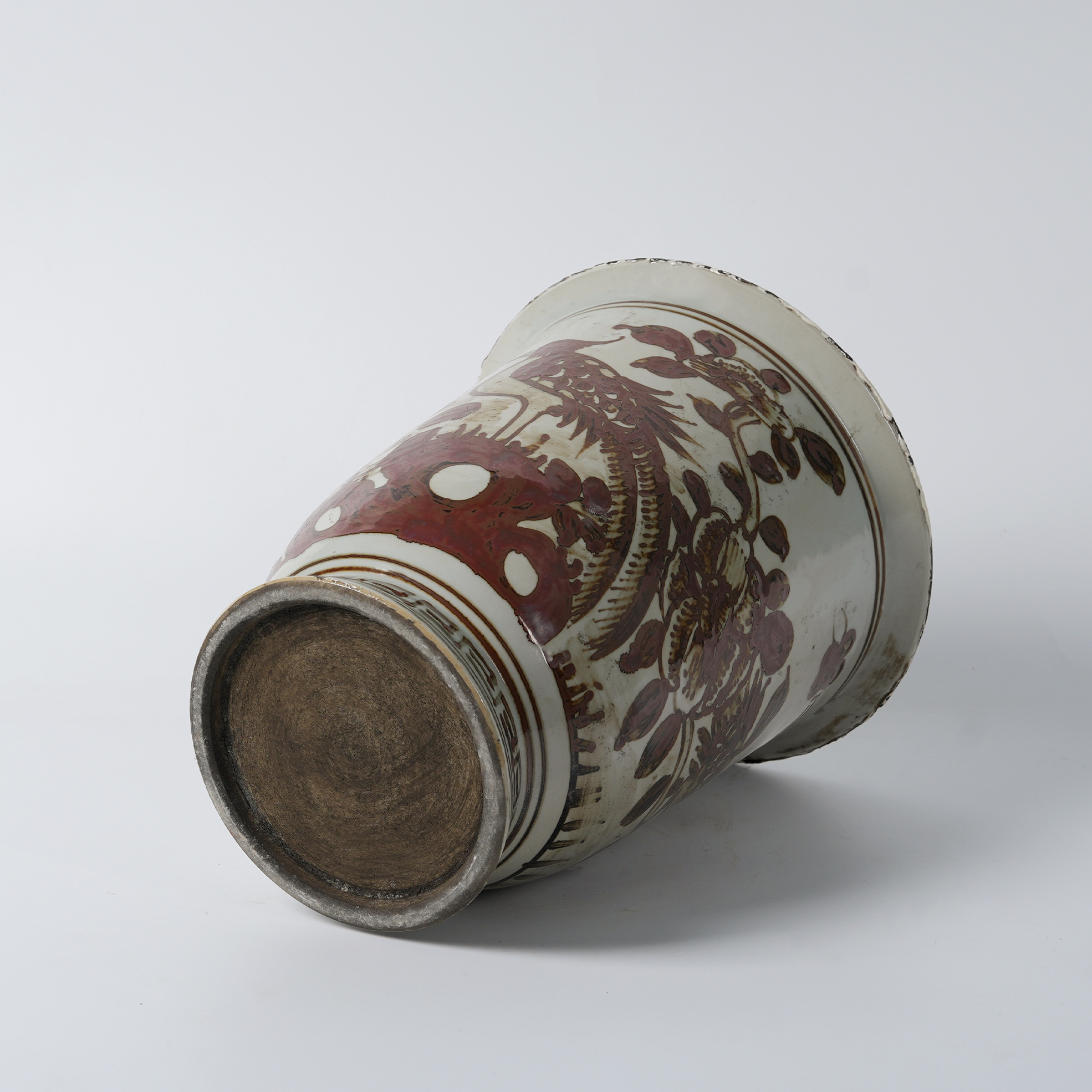 Red antique hand-painted ceramic flowerpot 46