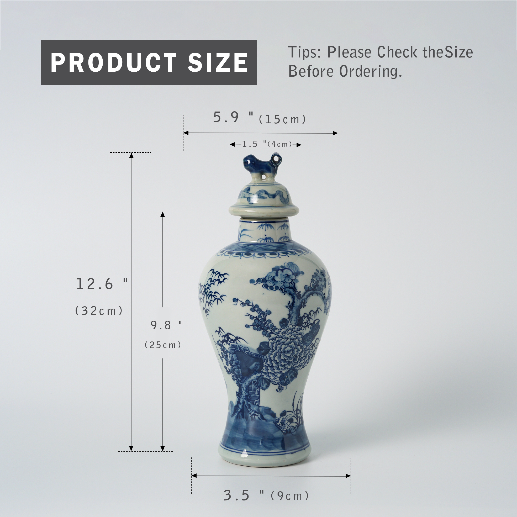 Antique blue and white floral pattern decorative vase 72