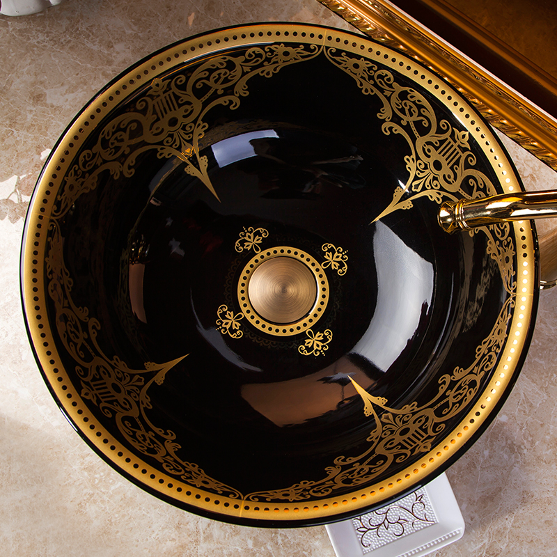 Black and gold washbasin