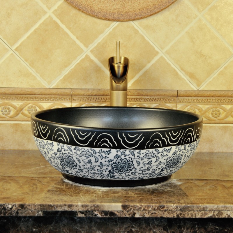Integrated black washbasin