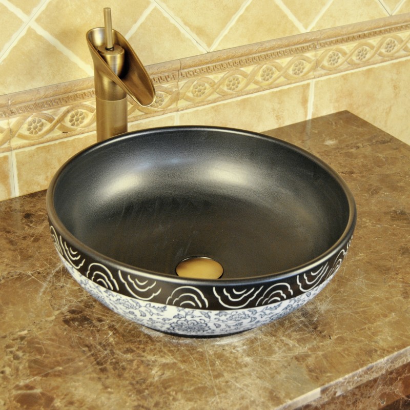 Integrated black washbasin