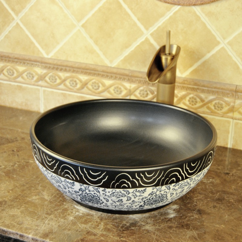Integrated black washbasin