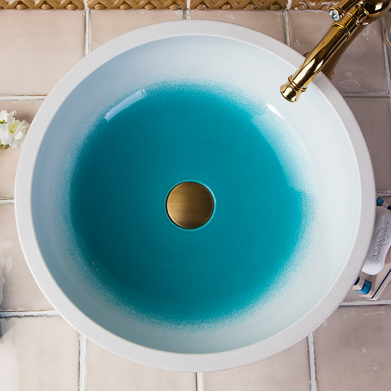 Washbasin with green leaf print