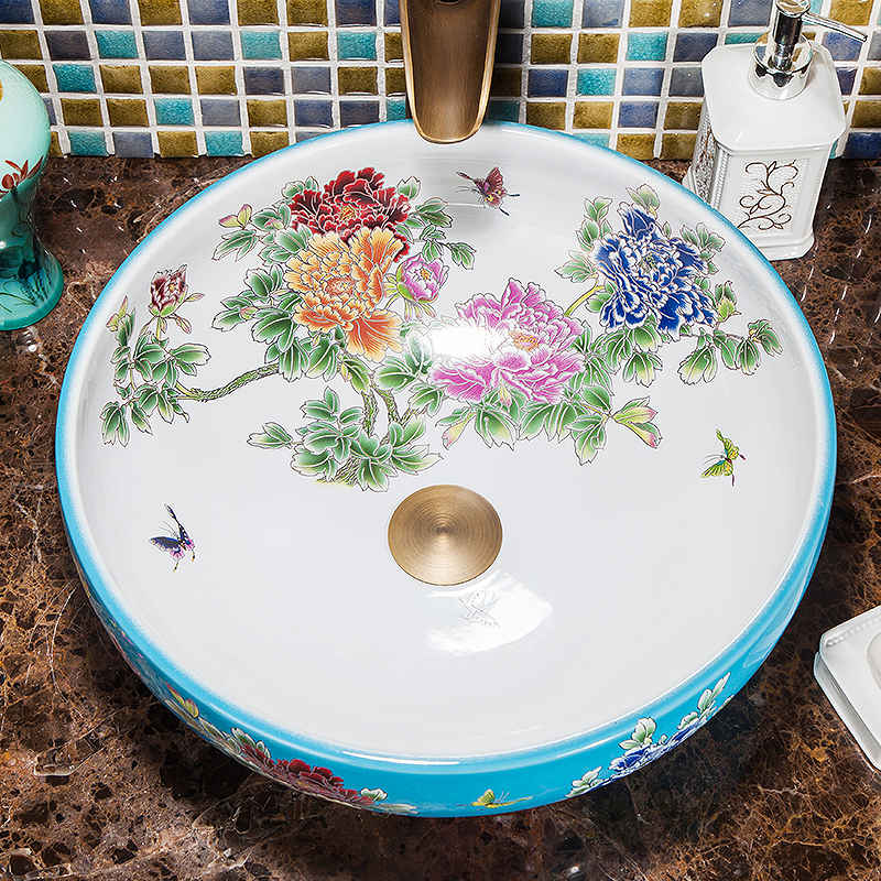 Blue and white floral washbasin