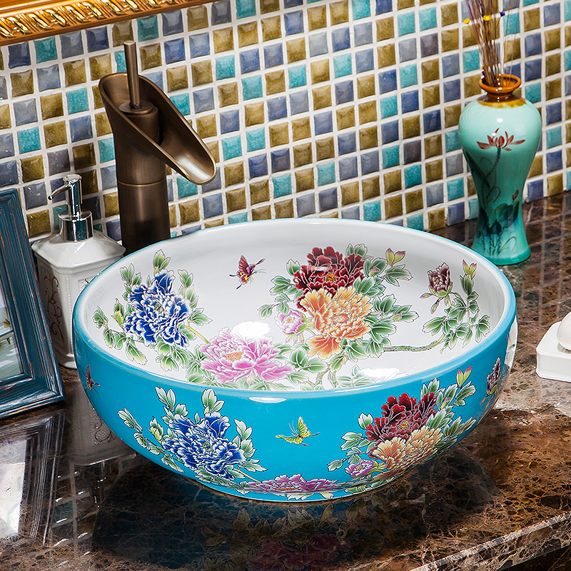 Blue and white floral washbasin