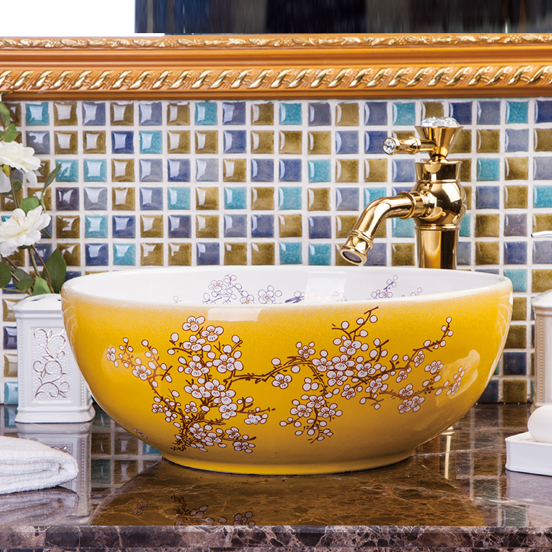 Yellow floral washbasin
