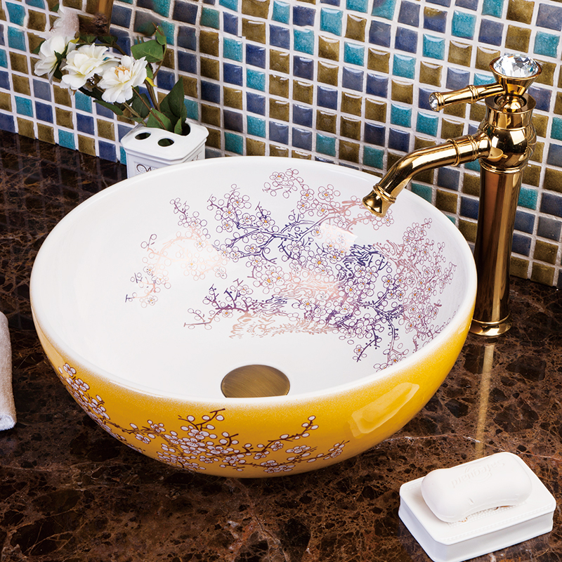 Yellow floral washbasin