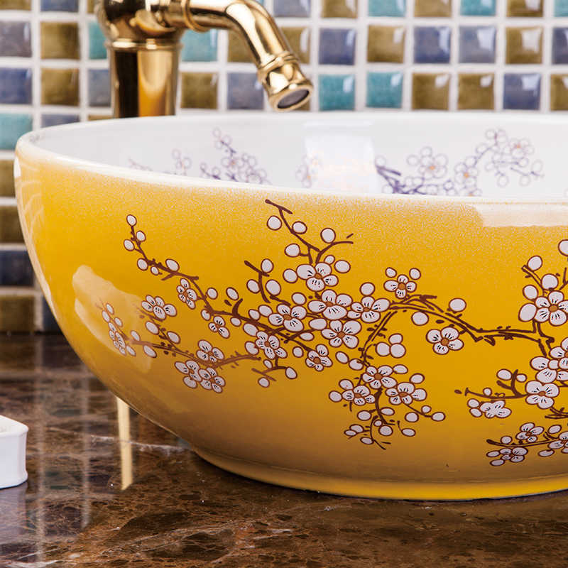 Yellow floral washbasin
