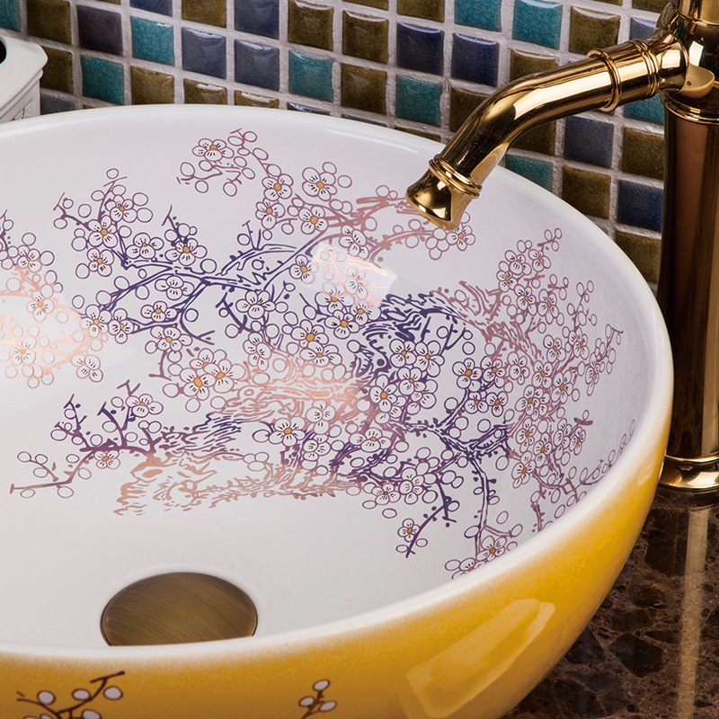 Yellow floral washbasin