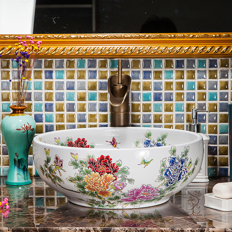 White floral washbasin