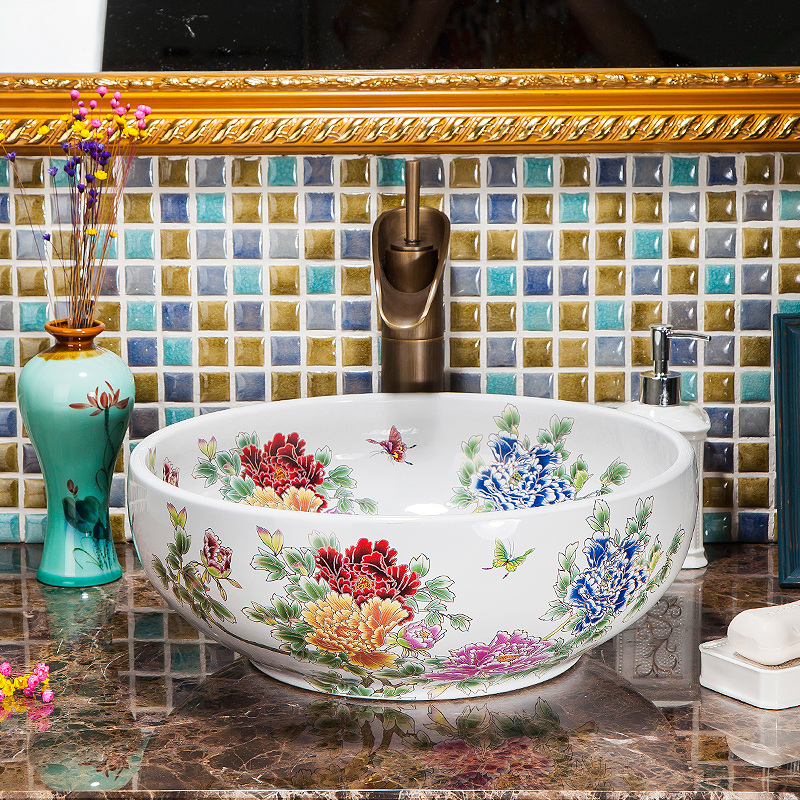 White floral washbasin