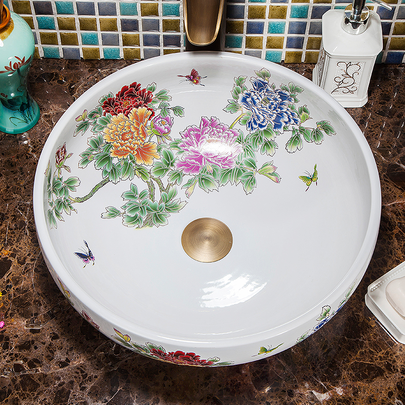 White floral washbasin