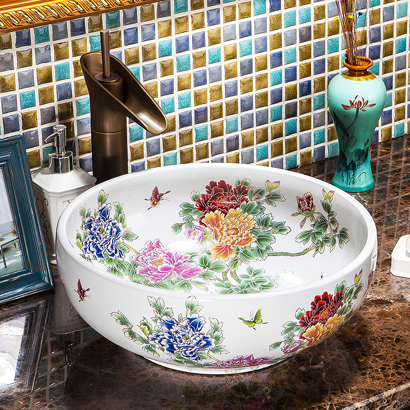 White floral washbasin