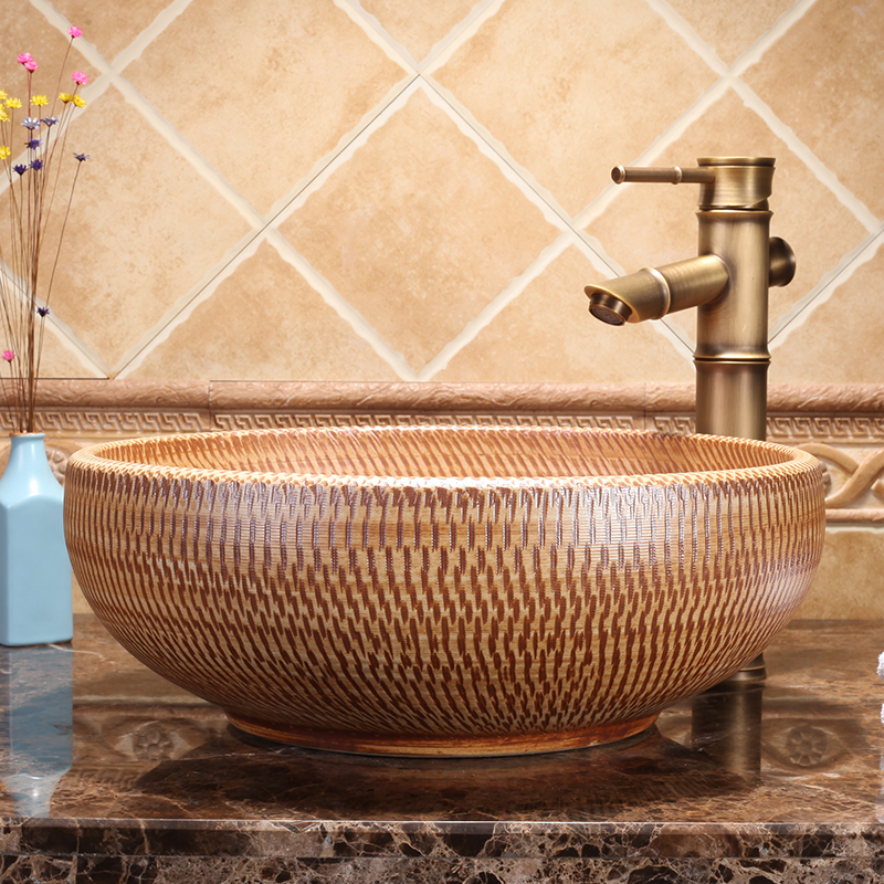 Brown-textured washbasin