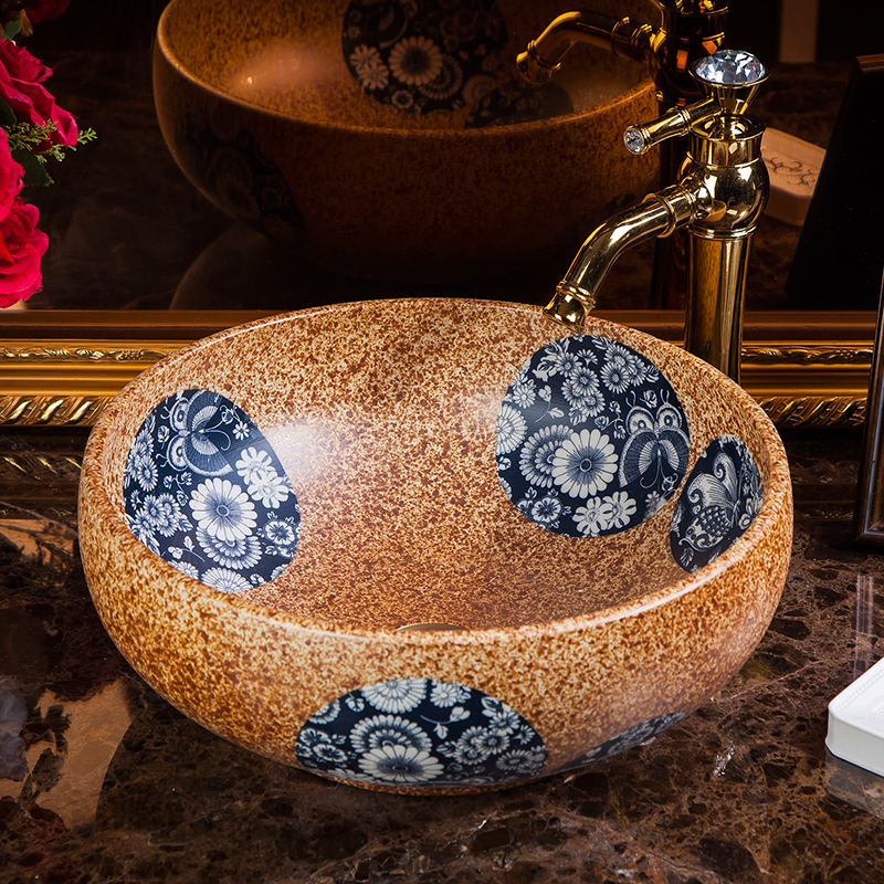 Brown patterned washbasin