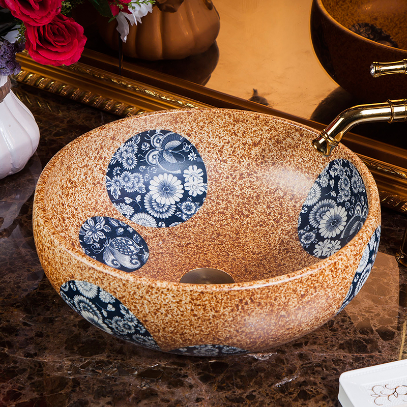 Brown patterned washbasin