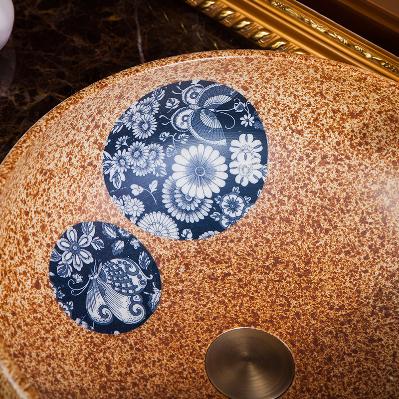 Brown patterned washbasin