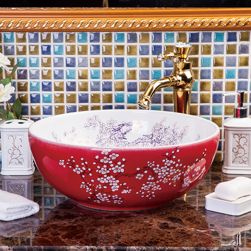 Red cherry blossom washbasin