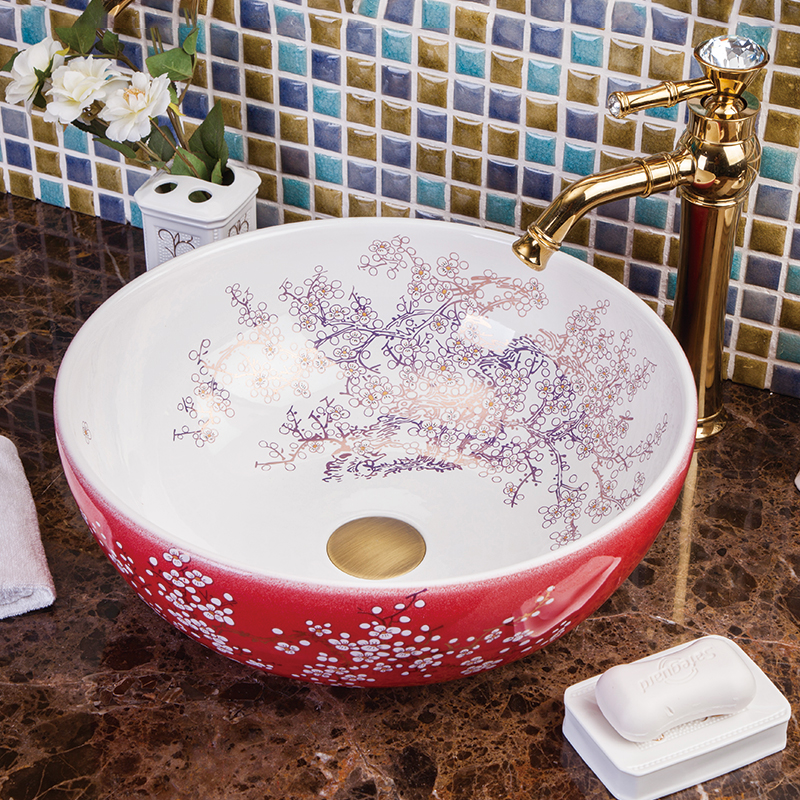 Red cherry blossom washbasin