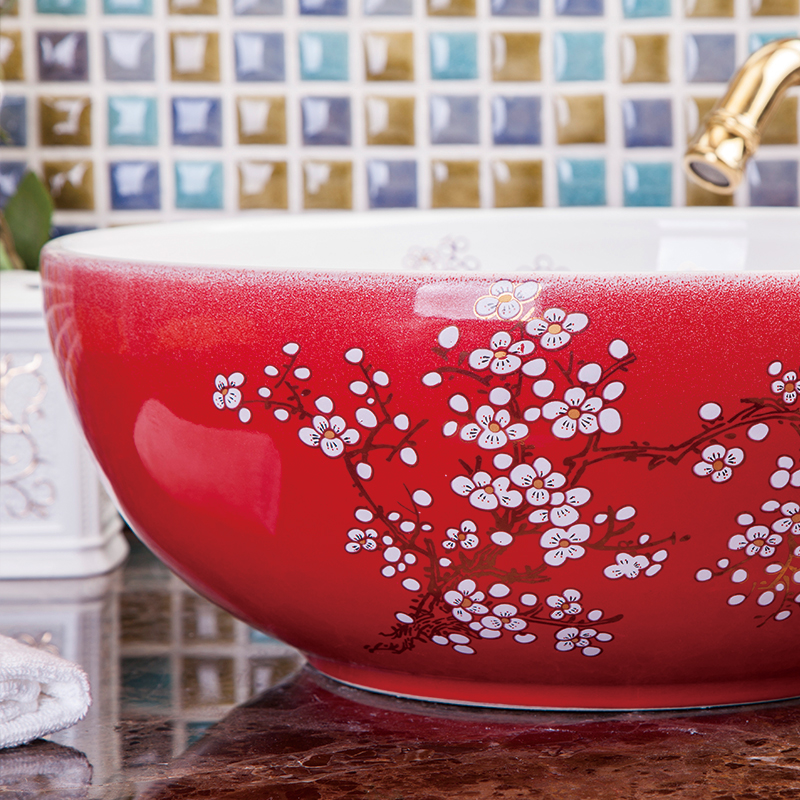Red cherry blossom washbasin
