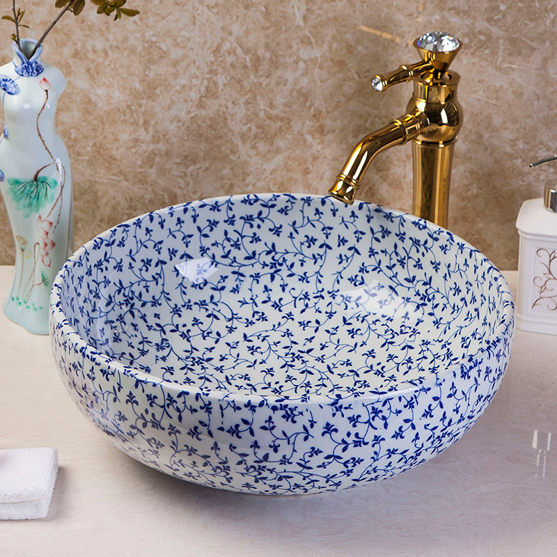 Blue Floral Pattern Washbasin