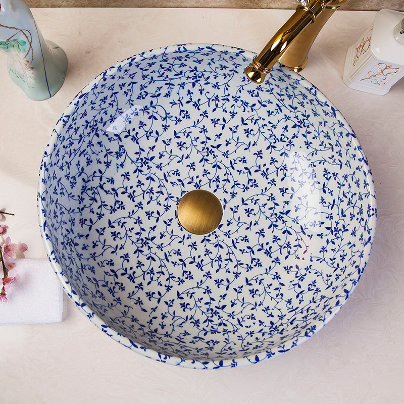 Blue Floral Pattern Washbasin
