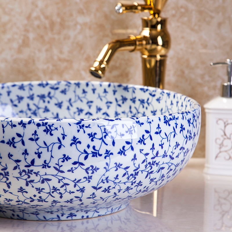 Blue Floral Pattern Washbasin